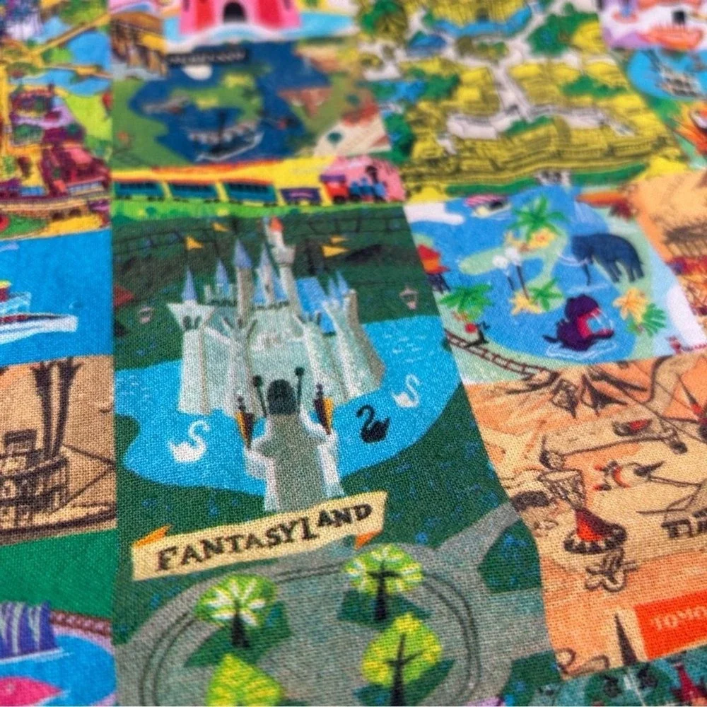 Disney Parks Authentic Cotton Dish Towel Vintage-Inspired Park Map Print Retro